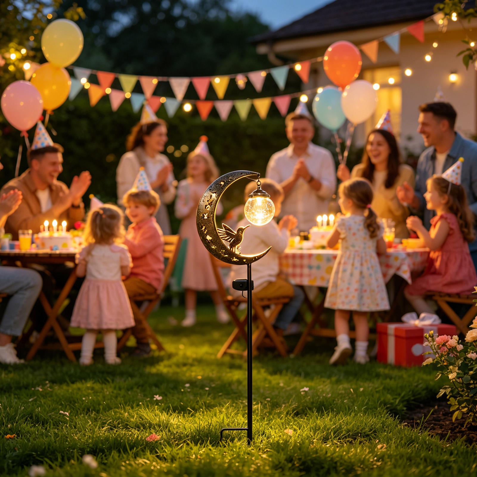 Outdoor Lighting Yard Stakes - Solar Garden Stake Lights Moon Hummingbird