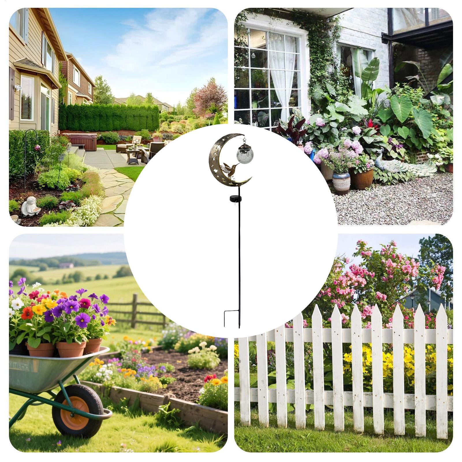 Outdoor Lighting Yard Stakes - Solar Stake Lights Outdoor Moon Hummingbird