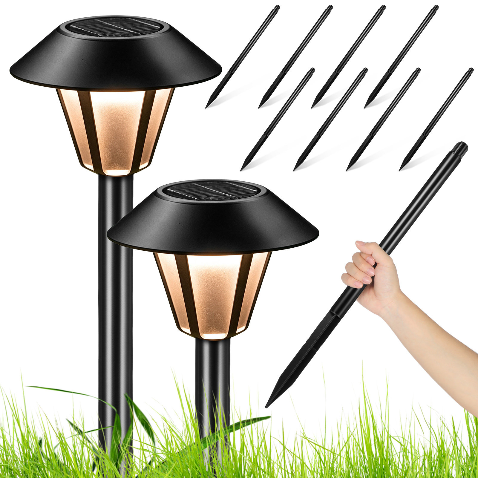 8Set Solar Light Stakes Black  - Outdoor Lighting Ground recension och pris