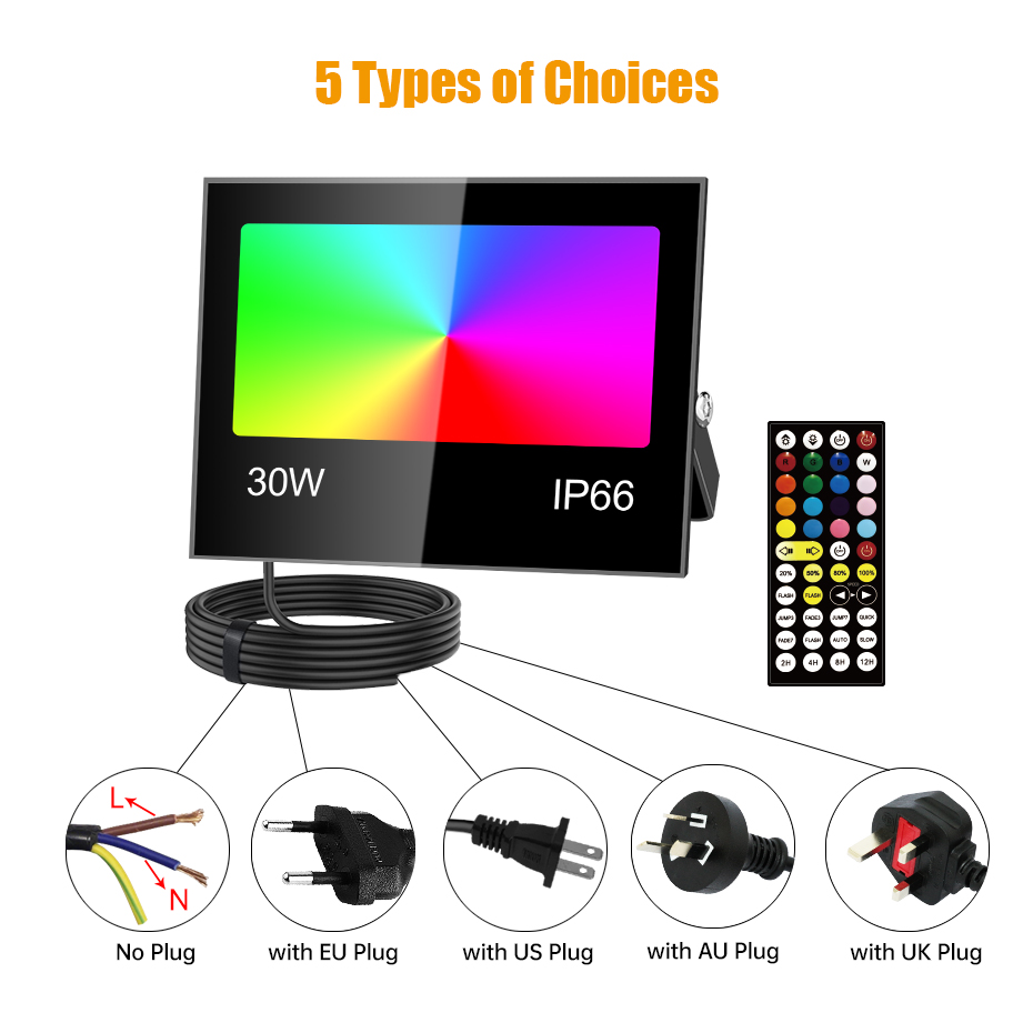 Led RGB Flood Light 30W 50W 80 - Outdoor Lighting Uk recension och pris