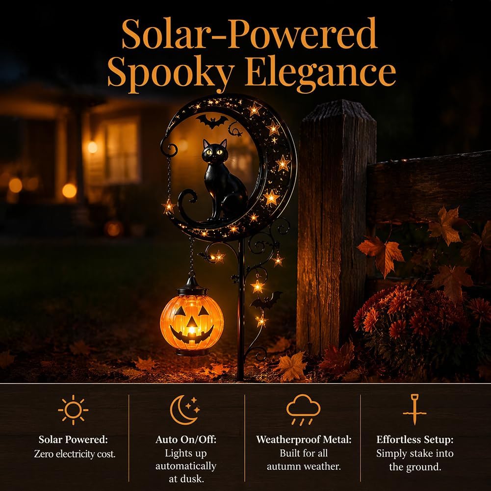 Solar Halloween Black Cat & Pu - Outdoor Lighting Bollards recension och pris