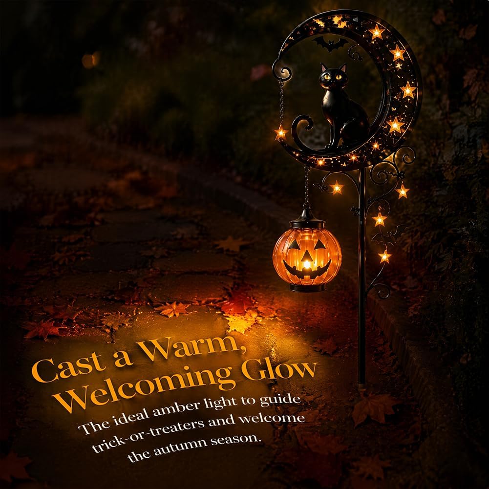 Solar Halloween Black Cat & Pu - Outdoor Lighting Bollards recension och pris