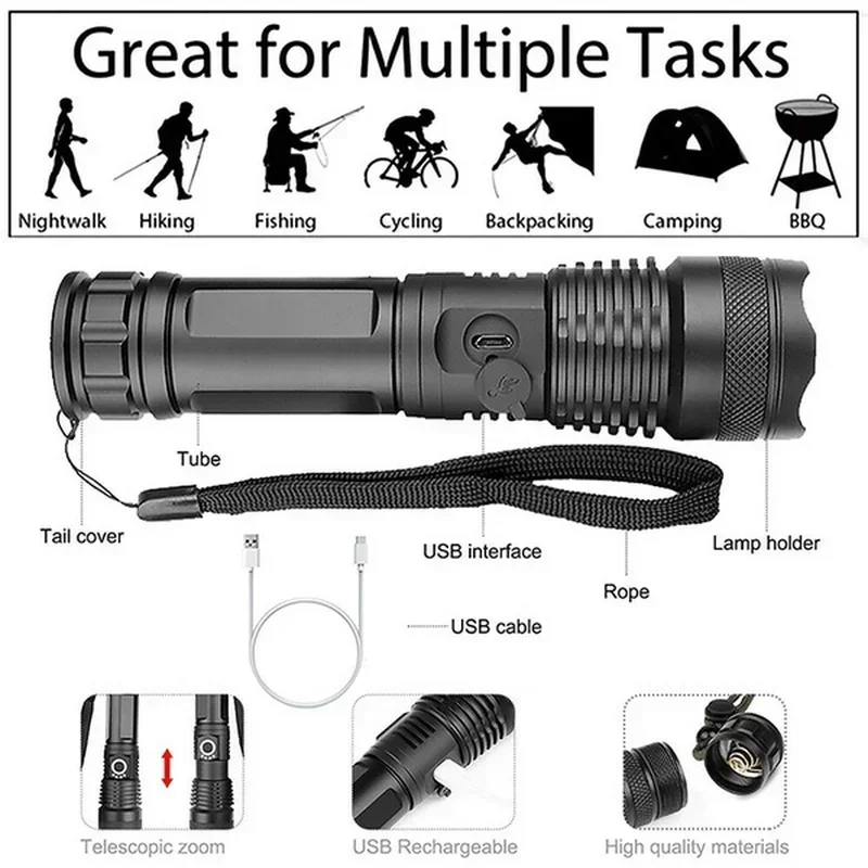High Power XHP70 Led Flashligh - Outdoor Lighting Lowes recension och pris